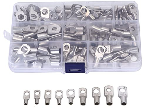 Rohrkabelschuhe Set, 120 Stück Kabelschuhe Set 25mm² 16mm² 10mm² 6mm², Ringkabelschuhe aus Verzinntem Kupfer geeignet als Kabelverbinder für Kfz Batteriekabel, Ringkabelschuhe Set M6 M8