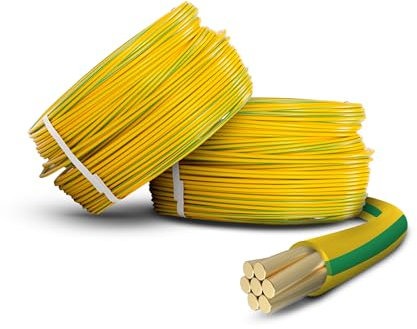 Primes DIY Single Core Conduit Cable 2.5mm Copper Wire Insulated PVC, Stranded Flexible Coil 6491X Electrical Wire, BASEC Approved – Yellow/Green Supplementary Earth(7 Meter), Home Improvement