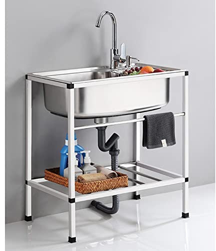 Evier Exterieur, Meuble Cuisine Complete, Evier Inox Professionnel, Ne Vous Grattera Pas Les Mains Lors De L'utilisation, Surface Lisse, Facile À Nettoyer, Élégant Et Beau ( Color : Silver , Size : 70