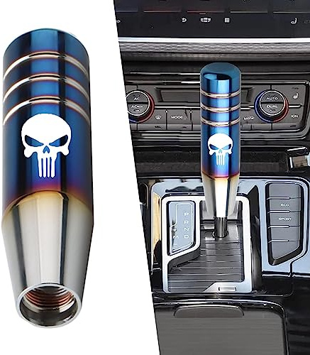 GKmow Pack-1 Gear Stick Shifter Knobs, Skull Aluminum Alloy Weighted Gear Lever, Metal Stick Shifter Handle for Most Automatic Manual Vehicle (Multicolored)