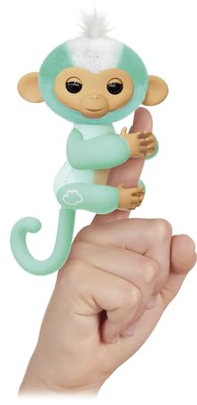 Lansay - FINGERLINGS – AVA – Kleiner interaktiver AFFE grün – Elektronisches Plüschtier für Kinder ab 5 Jahren – Interaktives Tier, das Sich an den Finger hängt – Reaktionen auf Berührung – 70 Töne