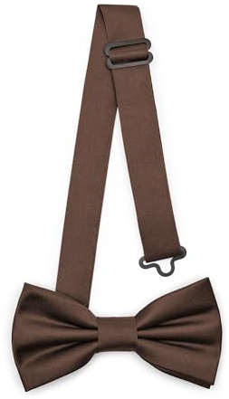 Laddheid barn pojkar fluga – förbunden, justerbart band, matt design, perfekt för bröllop, födelsedag, skolstart – hållbar och snygg storlek 10 cm x 5 cm BKM, BRUN, 10cm x 5cm