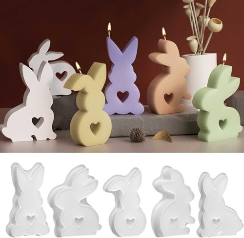 1 Stück Osterhase Silikonform Ostern Hase Silikonformen Gießformen 3D Kaninchen Ostern Hase Backform Osterhase Silikonform Kerzenformen Seifenform DIY Silikon Backform (1 Stück-C, One Size)