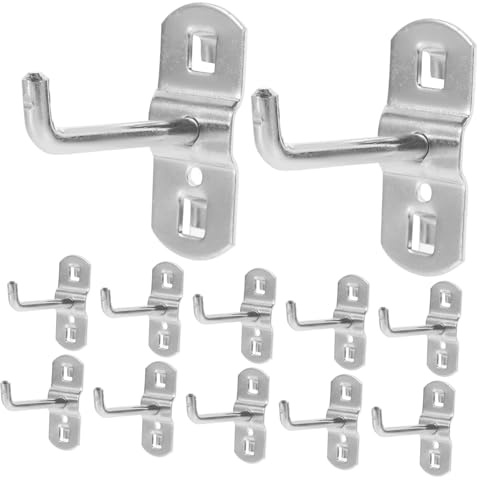 Zerodeko Crochets pour Panneaux Perforés Crochets Muraux Robustes Lot de 12 en Fer Argenté pour Outils et Affichage, Adaptés la Cuisine et Présentoir à Outils