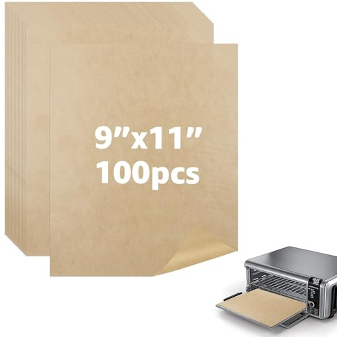 9 x11 inch Air Fryer Parchment Paper Squares, 100 Sheets Unbleached Pre-Cut Baking Disposable Paper Liner for Cuisinart Non-Stick Air Fryer Toaster Oven