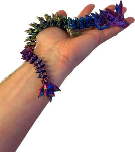 RJW Design Store Ultimate Epic Fidget Dragon Without Egg Colour Changing Gradient – Articulated Dragon Stress Relief Sculpture – Eco-Friendly 3D Printed Fantasy Decor (Cosmic - Dragon Only)