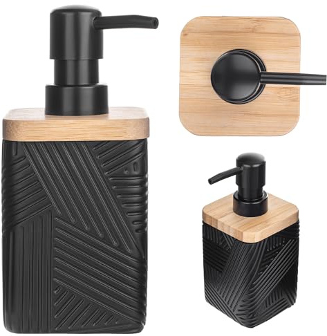 KADAX Tvålpump för diskmedel, påfyllningsbar dispenser för flytande tvål, modern diskmedelsdispenser, handtvåldispenser, tvåldispenser med pump (svart, kvadratisk)