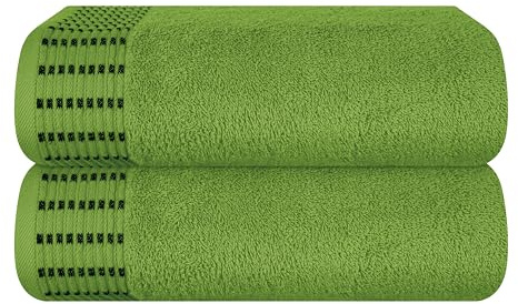 MALLONI HOME Baumwolle 2er-Pack Oversized Badetuch-Set 70 x 140 cm, große Badetücher, Ultra saugfähig, kompaktes und leichtes Handtuch — Kiwi Grün