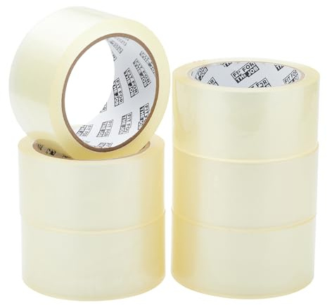 Fit for the Job Packband - Starkes transparentes Klebeband für Packboxen | 48 mm x 66 m, 6 Rollen - Geräuschlose Universalverpackung, sichere selbstklebende Dichtung, ideal für den Umzug