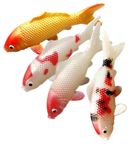 CAXUSD 4-teiliges Aquarium-Dekorationen-Set Künstliche Karpfen-Figuren Realistische Fisch-Dekoration Geeignet Für Süß Und Salzwasser-aquarien