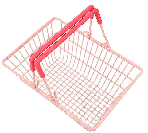 SHOWERORO Metal Shopping Storage Basket with Handle, Mini Desktop Makeup Organizer Basket 18x13.5x9cm, Wire Sundry Storage Container for Home and Office Use
