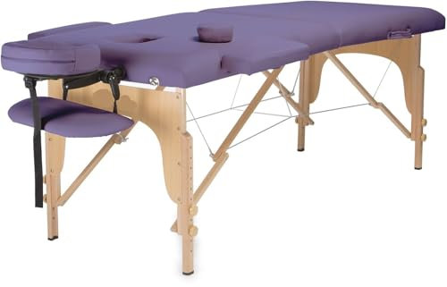 OZLCUA Klappbarer Massagetisch Professioneller tragbarer, zusammenklappbarer Massagetisch mit Tragetasche Massagebett(Purple)