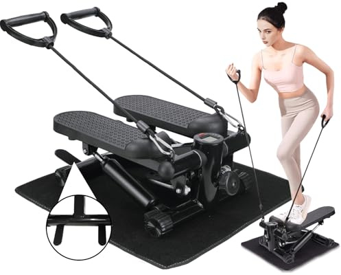 MEE GOO Quiet Adjustable Resistance Stair Steppers with blanket, Twist Stepper Portable Exercise Equipment for Full Body Workout protective anti-tipping device For Home Fitness