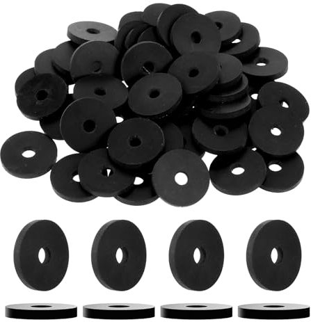 Xthrotsenk 50 Pcs Rubber Flat Washers, 1 Inch OD x 1/4 Inch ID x 1/8 Inch Thickness, Heavy Duty, Abrasion Resistant, Black, Vibration Suppression