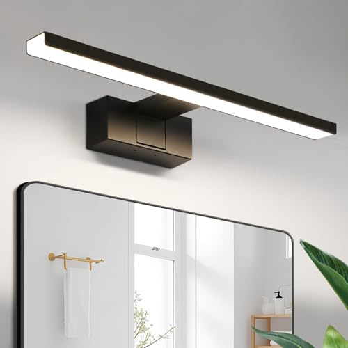 Spiegellampe Badezimmer LED Wandleuchte – 8W Spiegelleuchte für das Bad | 40 cm Schwarz Wasserdicht IP44 4000K Neutralweiße Beleuchtung Modern Wandlampe für Bad Flur Veranda Wohnzimmer