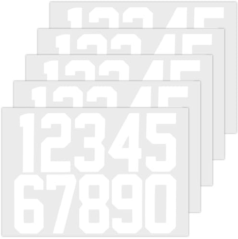 CREATCABIN 5 STK. 0~9 reflektierende Briefkastennummernaufkleber Weißes Vinyl wasserdichte Nummern Selbstklebende Markierungsaufkleber Für Hausnummern Schilder Türen Autos Mülltonnen 16x21.3cm