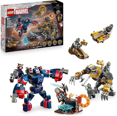 LEGO ǀ Marvel Avengers: Endgame Thor vs. Chitauri - Building Toy with a Mech, Gorilla Figure & 7 Minifigures incl. Thor, Rocket & Iron Patriot - Super Hero Gift for 8+ Year Old Boys - 76322