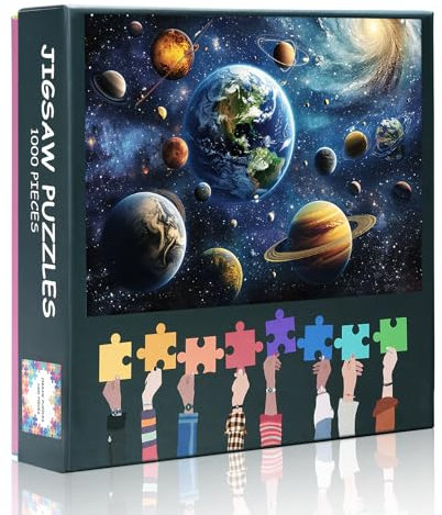 Jigsaw Puzzle 1000 Pieces for Adults - Planets in Outer Space Jigsaw Puzzles for Adults Coolest Adult Puzzles 1000 Pieces - Finished Puzzle Size is 27.5 x 19.7 Inch