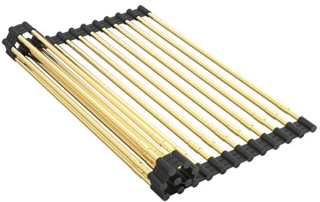 CHIRISEN Teleskop-Abtropfgestell zum Aufrollen, Küche über der Spüle, Rutschfester Silikon-Mehrzweck-Abtropfgestell aus Edelstahl 18 Rohr 33 x 29–54 cm