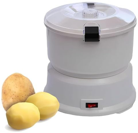 MObyat Potato Rumbler Peeler Machine, 1kg Capacity Automatic Rotary Rolling Peeler, Quick Peeling/Humanized Button Design, for Potatoes, Carrots and Fruits