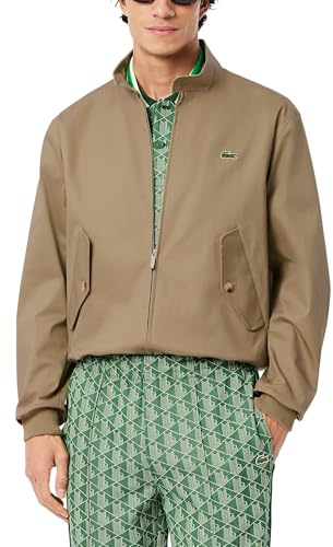 Lacoste Men's Water-Repellent Twill Harrington Jacket, Lion, Large/X-Large