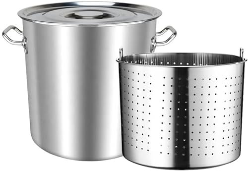 Pentola per la bollitura di gamberi in Acciaio Inossidabile da 50 Litri con cestello filtrante - Bollitore per Frutti di Mare per friggere aragoste, granchi, gamberi e Tacchino - Vaporiera p