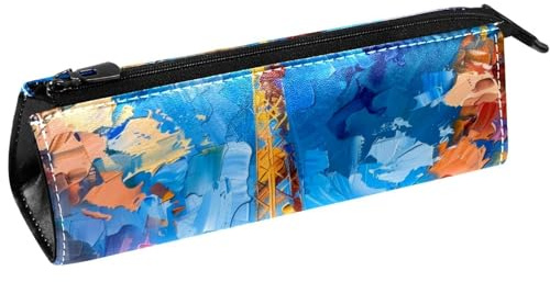 VAPOKF Sac à crayons avec motif Tour Eiffel pour peinture, trousse à crayons, trousse à cosmétiques, sac compact à fermeture éclair