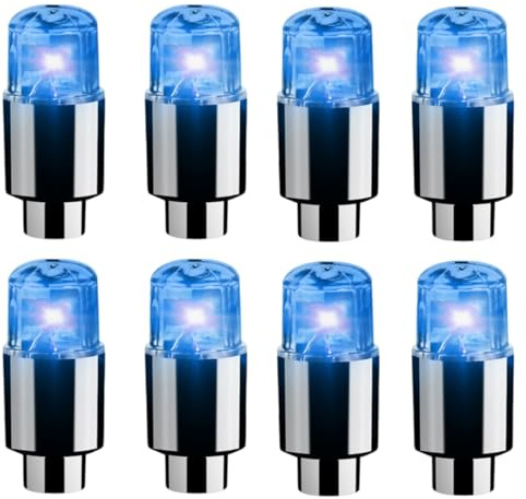 Syzplnwy LED-Reifenventilkappen mit Blinklicht, leuchtet im Dunkeln, für Autos, SUVs, LKWs, Motorräder, Fahrräder, 8 Stück (blau)