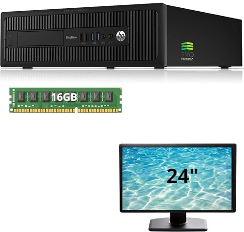 HP EliteDesk 800 G1 | Intel Core i7 4ª Gen | 16GB RAM | 480GB SSD | Windows 11 Pro | PC Sobremesa Compacto con Monitor |(Reacondicionado) (22, Pulgadas, Negro, 480, GB, 16, GB)