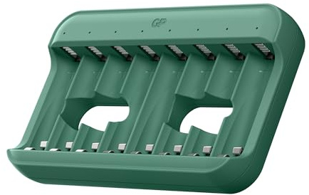 GP Akku Ladegerät AA AAA, USB-C | 8 Flexible Ladekanäle, LED-Ladestatus | Charge & Save Batterie Ladegerät, Lädt 1-8 AA & AAA Akkus NiMH einzeln oder gleichzeitig, Quick-Charge, Multi-Schutz