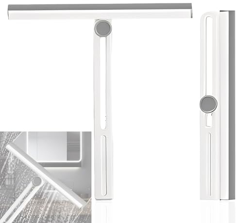 KEWUF 2 Pezzi Tergivetro Per Doccia, Tiraacqua Vetri Doccia, Tiraacqua Vetri, Raschietti Pieghevoli, Adatta Per Specchi, Bagni, Finestre, Tavoli, Pavimenti, Vetro (Crema)