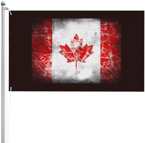 Bandiera del Canada retrò a doppia faccia 3 x 1,5 m. Bandiera esterna a triplo strato pesante su entrambi i lati, 0,9 x 1,5 m, bandiera da giardino in poliestere.