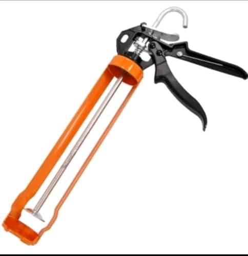 11 Inch Skeleton Silicone Sealant Tube Applicator Caulking Mastic Gun, 400ml, Orange and Black