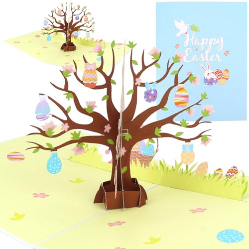 Esitrormi 3D Pop Up Osterkarte mit Umschlag, Osterkarten 3D mit Osterhase Osterei Motiv, Leere Grußkarte für Kinder Familie Ostern Feierlichkeiten