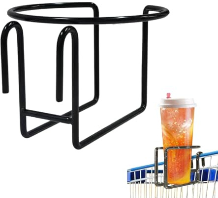 Korgmugghållare – 7,6 x 8,9 cm kundvagnmugghållare, mugghållare för shopping, metallvattenflaskhållare, barnvagnsorganisatör, dryckesbestick, shoppingvagn till