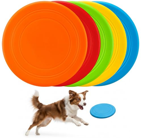Juguetes interactivos para perros, paquete de 5 discos voladores para perros, juguetes flotantes suaves para cachorros para entrenamiento, juguete interactivo para buscar al aire libre para pe