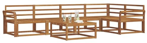vidaXL Outdoor-Sofagarnitur 6 pcs Natur Massivholz Akazie, Gartenmöbelset, modernes Patiosofa, Robustes modulares Lounge-Set, Outdoor-Sitzgelegenheit für Garten, Poolbereich, Akazienholz