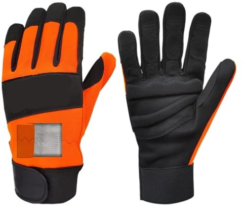 1 Pair, Chainsaw Safety Work Gloves, Saw Protection On Both Hands Back Cut-Resistant Mechanic Glove Thick Eva Padded(M)