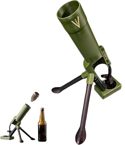 Bier Mörser Flaschenöffner, 51mm Beer Bottle Mortar mit automatischem Kronkorken-Auswurf – lustiger Bieröffner im Mörser-Design für Hausbar, Party & Hobbykeller 1 Artikel – Armeegrün