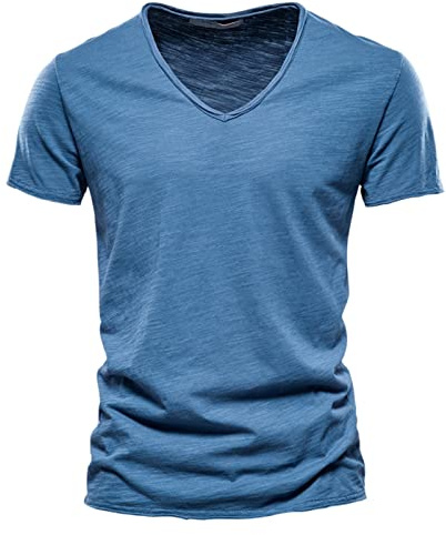 Herren T-Shirt mit V-Ausschnitt Slim Fit Basic Shirt Kurzarm Casual Oberteile Tops Stretch Muscleshirt Atmungsaktive Fitness Gym Sportshirt für Alltag & Freizeit