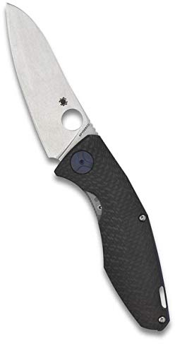 Spyderco C235CFTIP-Messer, Schwarz, Klinge 75 mm | 20,3 cm Gesamtlänge, 8,76 cm CPM S90V Stahlklinge, Griff aus Kohlefaser/Titanstahl, Reeve Integral Lock, Full-Flat Grind