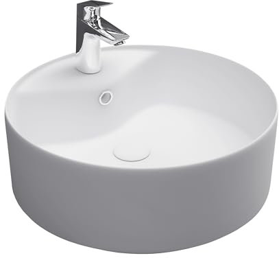 Alpenberger Waschbecken Klein | Aufsatzwaschbecken Rund | Mini Waschtisch Bad Waschschüssel | Kleines Waschbecken Gäste WC | Gästewaschbecken Handwaschbecken mit Nano | Waschplätze Badezimmer