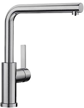 BLANCO LANORA-F Robinet de cuisine en acier inoxydable massif Basse pression Robinet de fenêtre à monter devant une fenêtre Cartouche en céramique Qualité d'eau garantie et économie d'eau