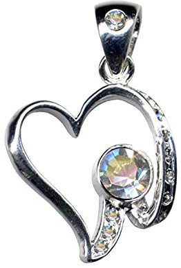 KETTENANHÄNGER Herz/Echt Silber 925 mit Zirkonia/Jugendstil Design/Steinarbe: klar weiss/Online Shop Schmuck kaufen / 51041