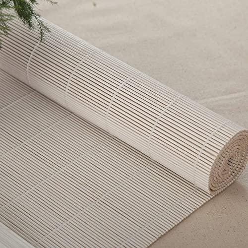 Bambusrollo 50% Lichtfilter-Rollo,Sonnenschutz Und Sichtschutz Rollo,Raffrollo Natur Jalousine Bambusrollo,Seitenzugrollo Anti-UV, Für Terrasse/Garten/Fenster,Weiß (WxH:60x120cm/24x47in)