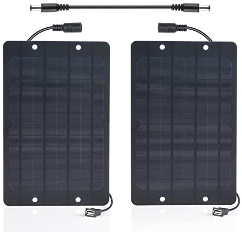 Soshine USB Solar Panel 2Pack with DC Male to Male Cable- Solar USB Charger 5v 6w with High Performance Monocrystalline for Mini Fan,Power Bank,Camping Lanterns