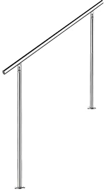 Tubiaz Corrimano in acciaio inossidabile, ringhiera per scale, parapetto balcone, 80 cm, con o senza barre trasversali, Ø 42 mm, per interni ed esterni