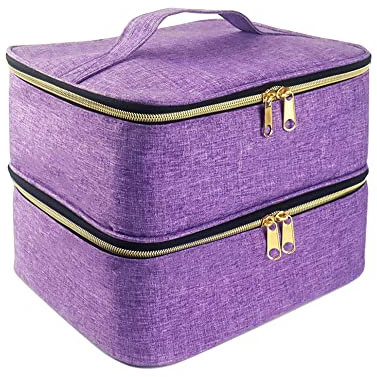 Hosoncovy Nail Polish Organiser, Detachable 2 Layers Storage Bag, Travel Carrying Case for Polish Tools Kit (Empty Case) (Purple)