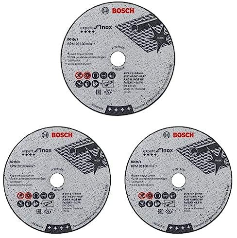 Bosch Professional 5 Stück Trennscheibe Expert for Inox (für Edelstahl, 76 x 10 x 1 mm, Zubehör Winkelschleifer), 3er Pack