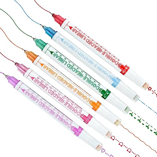 Curve Textmarker Set, Roller Dual Tip Kurven Textmarker, Linear Color Pens | Handkonto Fluoreszierende Stifte mit 6 Verschiedenen Kurvenformen, für Scrapbook Journaling Notizen Planer Büro Schule